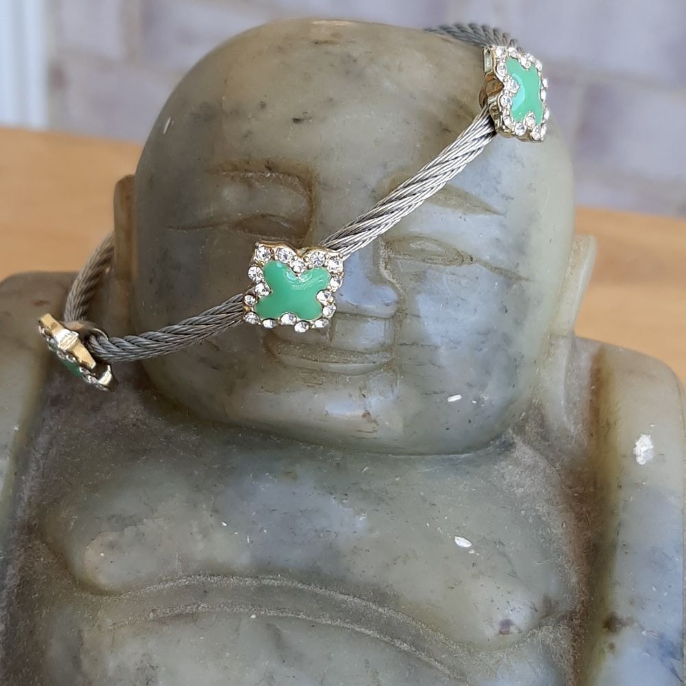 NEW Silver and stone bangle bracelet